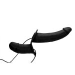 Power Pegger Black Silicone Vibrating Double Dildo with Harness - Image 6