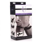 Power Pegger Black Silicone Vibrating Double Dildo with Harness - Image 2