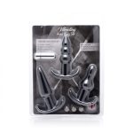 3 Piece Vibrating Anal Plug Set- Black - Image 2