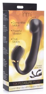 10X Pleasure Pose Come Hither Silicone Vibrator with Poseable Clit Stimulator - Image 2