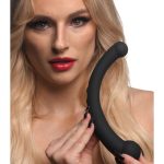 10X Vibra-Crescent Vibrating Silicone Dual-Ended Dildo - Black - Image 3